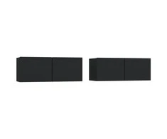 TV staliukas Televizoriaus spintelės, 2vnt., juodos, 80x30x30cm, mediena