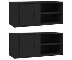 TV staliukas Televizoriaus spintelės, 2vnt., juodos, 80x31,5x36cm, mediena