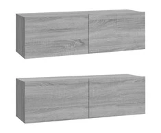 TV staliukas Televizoriaus spintelės, 2vnt., pilkos, 100x30x30cm, mediena