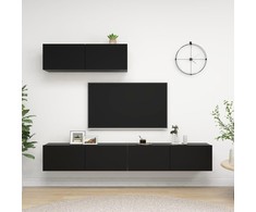 TV staliukas Televizoriaus spintelės, 3vnt., juodos, apdirbta mediena