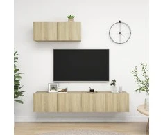TV staliukas Televizoriaus spintelės, 3vnt., sonoma ąžuolo, apdirbta mediena