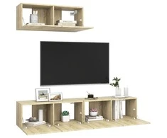 TV staliukas Televizoriaus spintelės, 3vnt., sonoma ąžuolo, apdirbta mediena