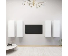 TV staliukas Televizoriaus spintelės, 4vnt., baltos, 30,5x30x90cm, mediena