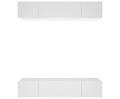 TV staliukas Televizoriaus spintelės, 4vnt., baltos, 80x30x30cm, mediena