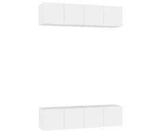 TV staliukas Televizoriaus spintelės, 4vnt., baltos, 60x30x30cm, mediena