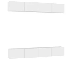 TV staliukas Televizoriaus spintelės, 4vnt., baltos, 100x30x30cm, mediena