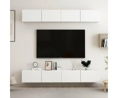 TV staliukas Televizoriaus spintelės, 4vnt., baltos, 100x30x30cm, mediena