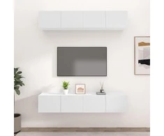 TV staliukas Televizoriaus spintelės, 4vnt., baltos, 80x30x30cm, mediena