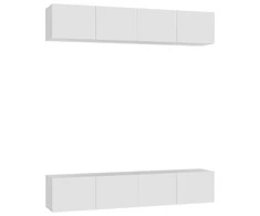 TV staliukas Televizoriaus spintelės, 4vnt., baltos, 80x30x30cm, mediena