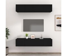TV staliukas Televizoriaus spintelės, 4vnt., juodos, 80x30x30cm, mediena