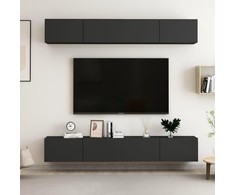 TV staliukas Televizoriaus spintelės, 4vnt., juodos, 100x30x30cm, mediena
