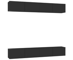 TV staliukas Televizoriaus spintelės, 4vnt., juodos, 100x30x30cm, mediena