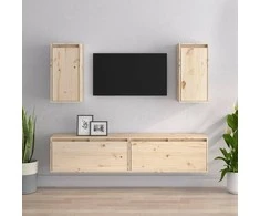 TV staliukas Televizoriaus spintelės, 4vnt., pušies medienos masyvas