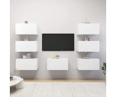 TV staliukas Televizoriaus spintelės, 7vnt., baltos, 30,5x30x60cm, mediena
