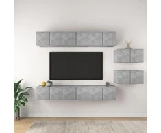 TV staliukas Televizoriaus spintelių komplektas, 8 dalių, betono, mediena