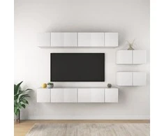 TV staliukas Televizoriaus spintelės, 8vnt., baltos, apdirbta mediena