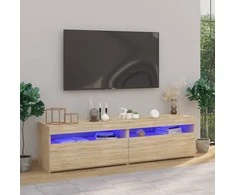 TV staliukas Televizoriaus spintelės su LED, 2vnt., ąžuolo, 75x35x40cm