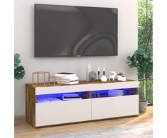 TV staliukas TV spintelės su LED, 2vnt., dūminio ąžuolo, 60x35x40cm