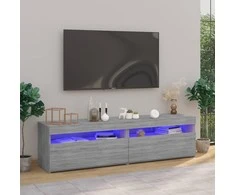 TV staliukas Televizoriaus spintelės su LED, 2vnt., pilkos, 75x35x40cm