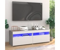 TV staliukas TV spintelės su LED, 2vnt., pilkos ąžuolo, 60x35x40cm