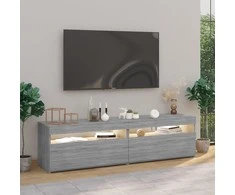 TV staliukas Televizoriaus spintelės su LED, 2vnt., pilkos, 75x35x40cm