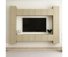 TV staliukas Televizoriaus spintelių komplektas, 10 dalių, ąžuolo, mediena