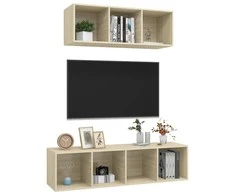 TV staliukas Televizoriaus spintelių komplektas, 2 dalių, ąžuolo, mediena