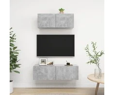 TV staliukas Televizoriaus spintelių komplektas, 2 dalių, betono, mediena