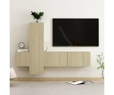 TV staliukas Televizoriaus spintelių komplektas, 3 dalių, ąžuolo, mediena