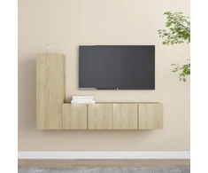 TV staliukas Televizoriaus spintelių komplektas, 3 dalių, ąžuolo, mediena