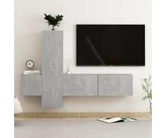 TV staliukas Televizoriaus spintelių komplektas, 3 dalių, betono, mediena