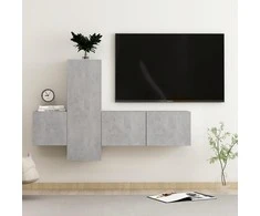 TV staliukas Televizoriaus spintelių komplektas, 3 dalių, betono, mediena