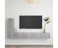 TV staliukas Televizoriaus spintelių komplektas, 3 dalių, betono, mediena