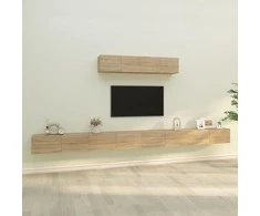 TV staliukas Televizoriaus spintelių komplektas, 6 dalių, ąžuolo, mediena