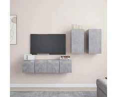 TV staliukas Televizoriaus spintelių komplektas, 4 dalių, betono pilkas, MDP