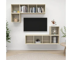 TV staliukas Televizoriaus spintelių komplektas, 4 dalių, ąžuolo, mediena