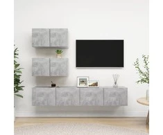 TV staliukas Televizoriaus spintelių komplektas, 4 dalių, betono, mediena