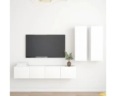 TV staliukas Televizoriaus spintelių komplektas, 4 dalių, baltas, mediena