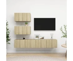 TV staliukas Televizoriaus spintelių komplektas, 4 dalių, ąžuolo, mediena