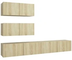 TV staliukas Televizoriaus spintelių komplektas, 4 dalių, ąžuolo, mediena
