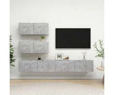 TV staliukas Televizoriaus spintelių komplektas, 4 dalių, betono, mediena