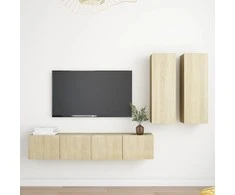 TV staliukas Televizoriaus spintelių komplektas, 4 dalių, ąžuolo, mediena