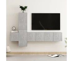 TV staliukas Televizoriaus spintelių komplektas, 5 dalių, betono pilkas, MDP