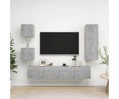 TV staliukas Televizoriaus spintelių komplektas, 5 dalių, betono, mediena
