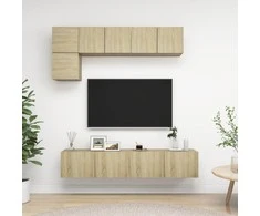TV staliukas Televizoriaus spintelių komplektas, 5 dalių, ąžuolo, mediena