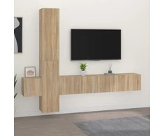 TV staliukas Televizoriaus spintelių komplektas, 5 dalių, ąžuolo, mediena