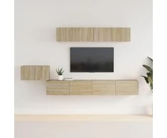 TV staliukas Televizoriaus spintelių komplektas, 5 dalių, ąžuolo, mediena
