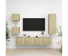 TV staliukas Televizoriaus spintelių komplektas, 5 dalių, ąžuolo, mediena