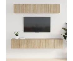 TV staliukas Televizoriaus spintelių komplektas, 5 dalių, ąžuolo, mediena