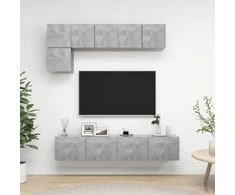 TV staliukas Televizoriaus spintelių komplektas, 5 dalių, betono, mediena